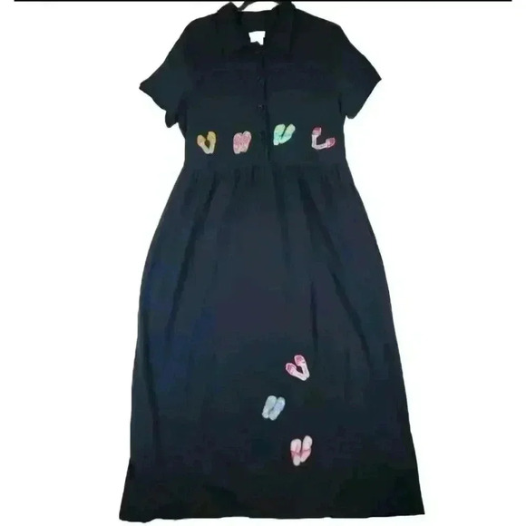 Vtg Bobbie Brooks Maxi Dress Womens XL Embroidered Sandals Short Sleeve - Picture 1 of 16